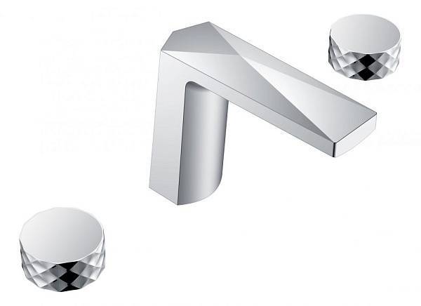 Смеситель для раковины Boheme Venturo врезной на 3 отверстия Diamond хром глянцевый 150-CR-DIAMOND