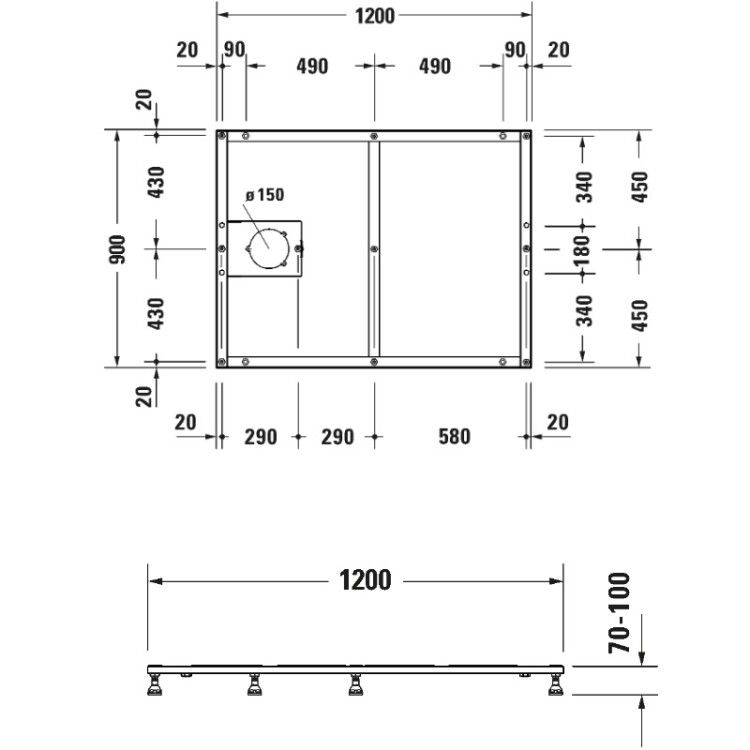 Опорная рама Duravit Tempano для душевого поддона 1200x900 мм 791384000000000