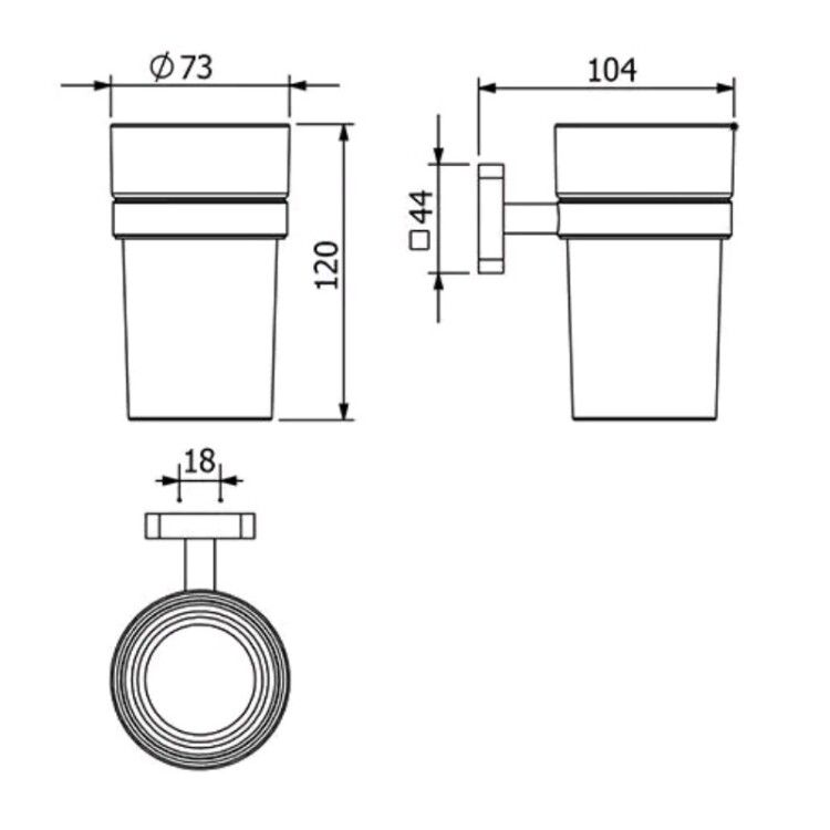 Стакан Kludi VELA S настенный сталь оружейная 25975N2