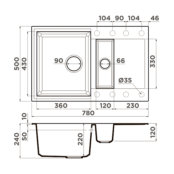 Кухонная мойка Omoikiri Sakaime 78-2-WH Tetogranit 78x50 см белый 4993128