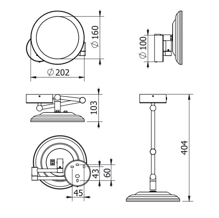 Косметическое зеркало Kludi VELA R настенное с подсветкой 202x202 мм хром 5899505W