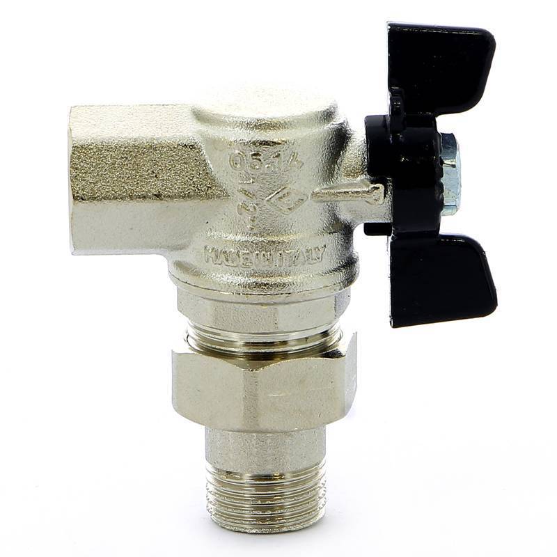 Кран шаровой Bugatti Oregon 1/2 НВ угловой со сгоном бабочка 05940001