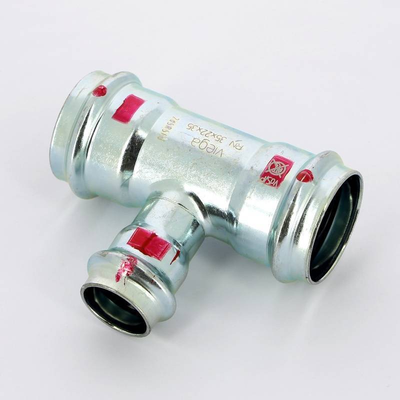 Тройник пресс Viega Prestabo оцинкованная сталь 35х22х35 мм 558765