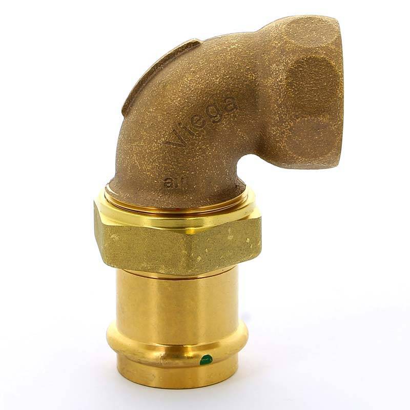 Угольник переходной Viega Sanpress 90° 42х1 1/2 пресс-В разъёмное соединение бронза 139872