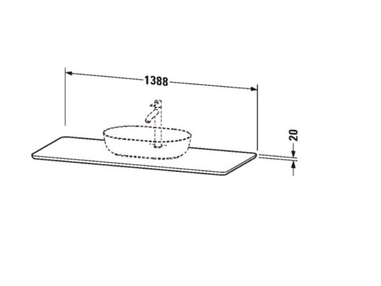Столешница Duravit Luv 1388x595x20 мм цвет серый структурный LU946603333