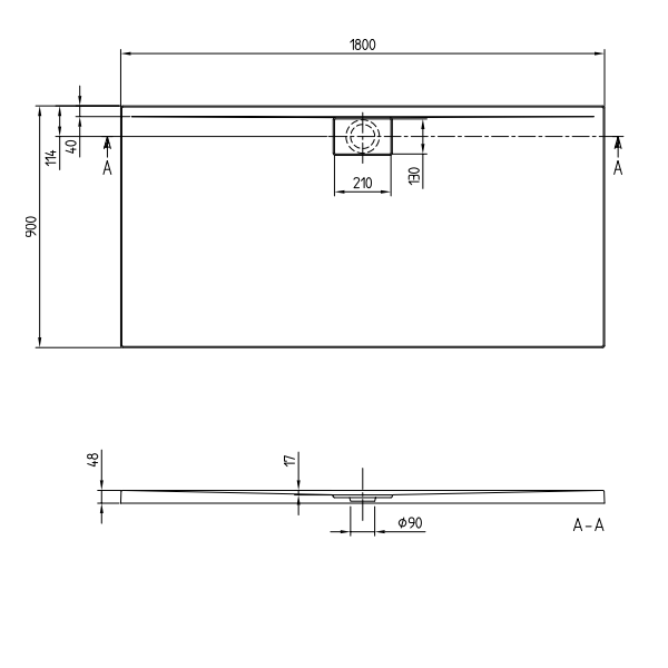 Душевой поддон Villeroy & Boch Architectura Metalrim 1800x900x48 мм белый UDA1890ARA248GV01