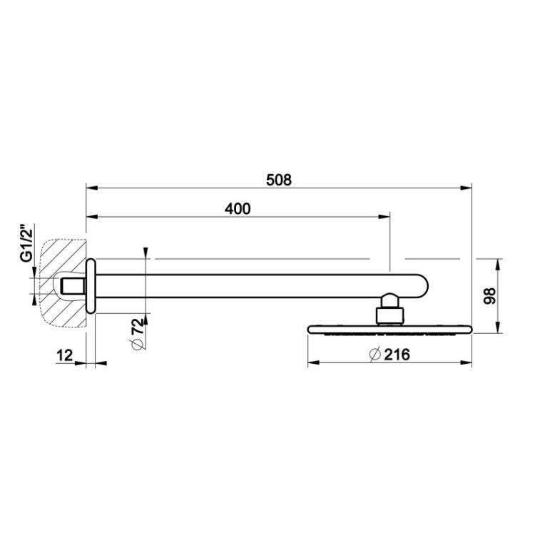 Верхний душ Gessi Goccia 216x216 мм настенный хром 33755