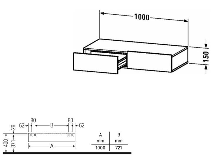 Тумба Duravit DuraStyle 1000x440x150 мм подвесная белый глянцевый DS827002222