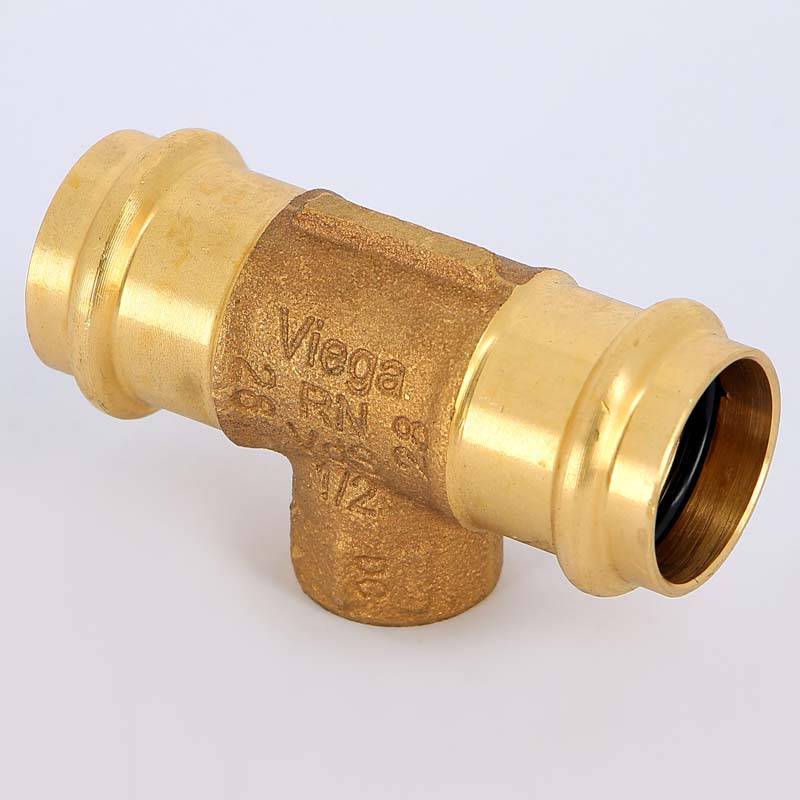 Тройник пресс-В Viega Sanpress 28х1/2х28 бронза 119768
