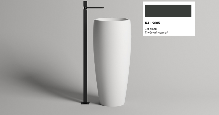 Раковина напольная Salini Armonia 03 470x470x900 мм с донным клапаном D602 глянцевая RAL 9005 130113GFD602RAL9005