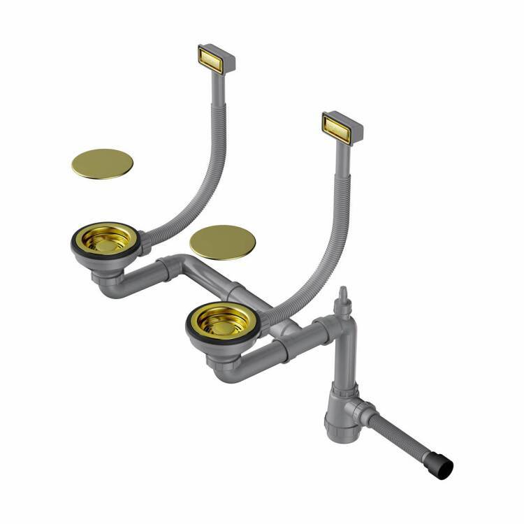 Слив-перелив для двухчашевой мойки OMOIKIRI WK-2C-LG светлое золото 4956497