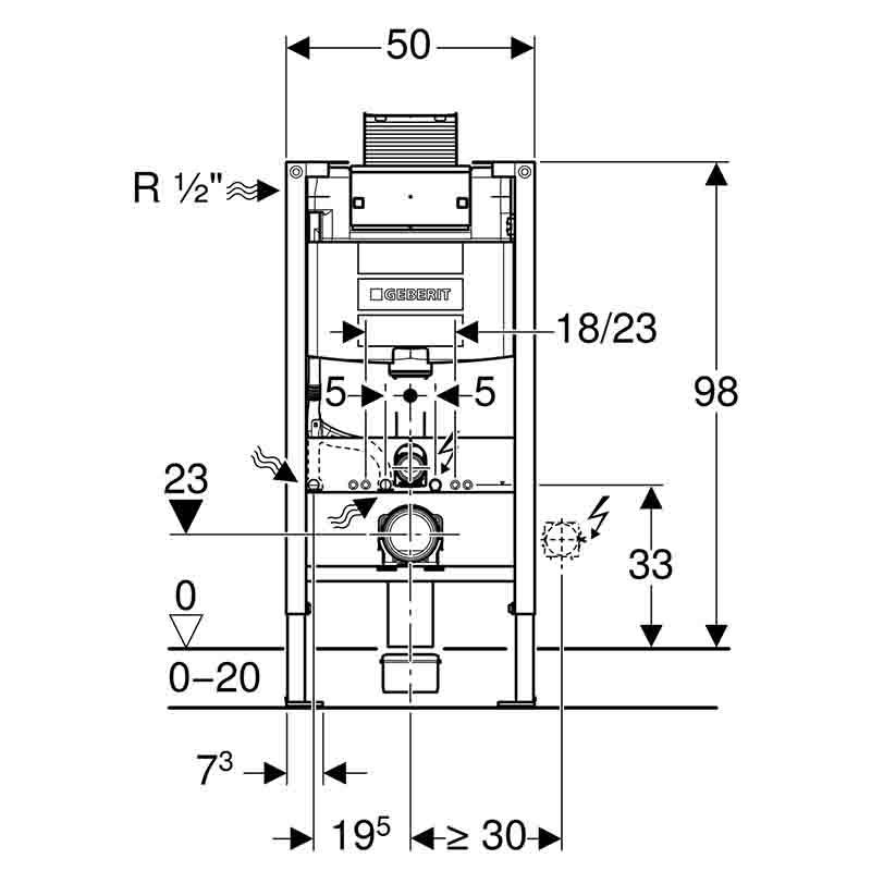 Монтажный элемент Geberit Duofix для подвесного унитаза 98 см бачок Omega 12 см 111.030.00.1