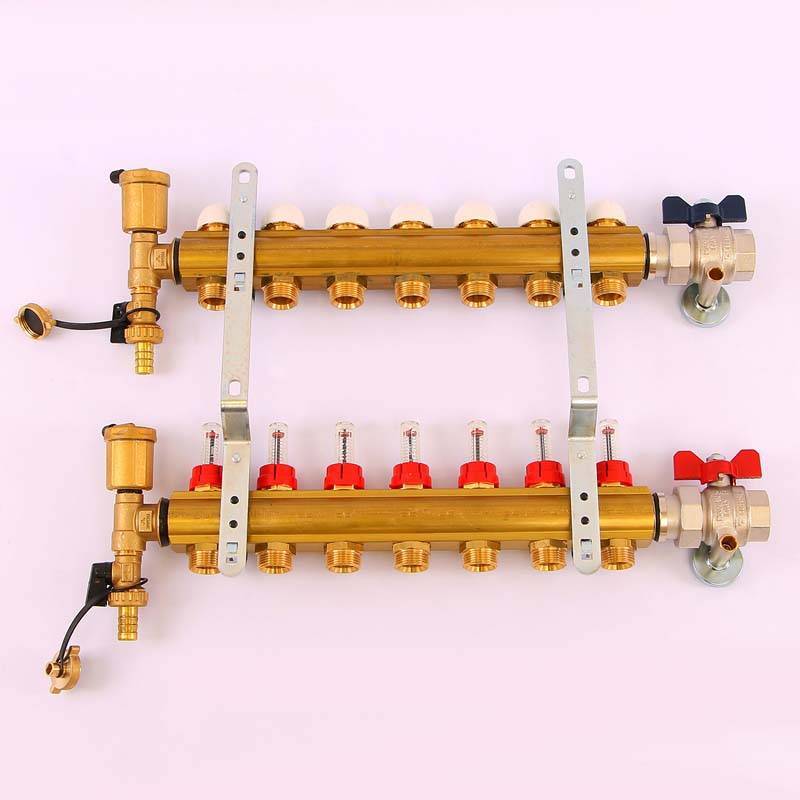 Коллекторная группа с термостатическими вентилями и расходомерами Tiemme 1x3/4 EK 7 выходов 3870004