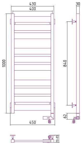Полотенцесушитель электрический Сунержа Центурион 2.0 400x1000 мм правый темный титан муар 15-5603-1040