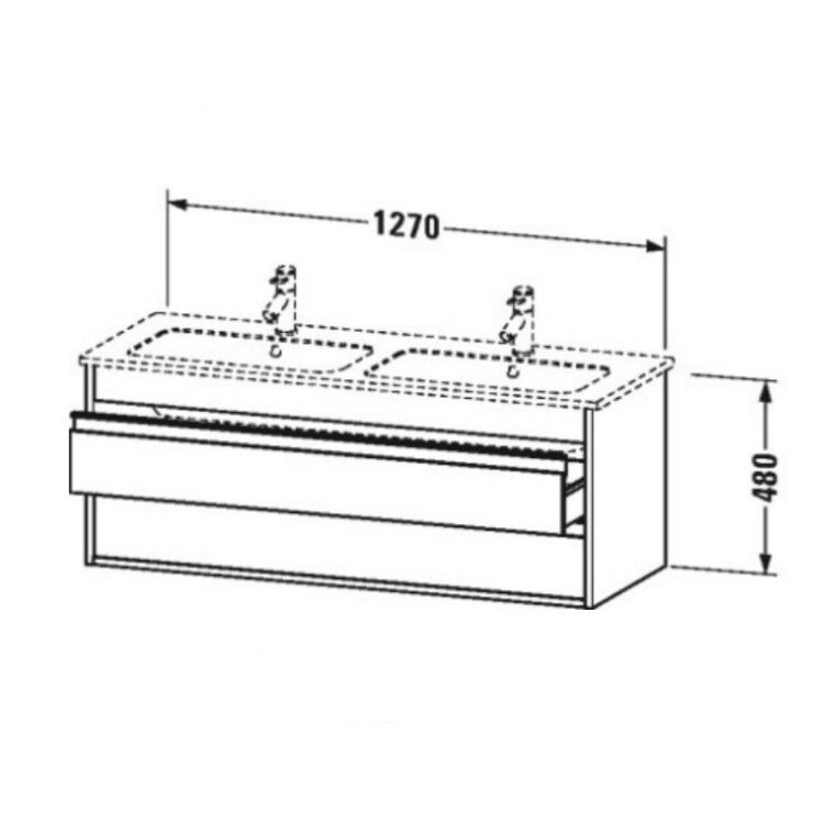 Тумба под раковину подвесная Duravit Ketho 1270x475x480 мм для двойной раковины 2 ящика графит матовый KT643204949