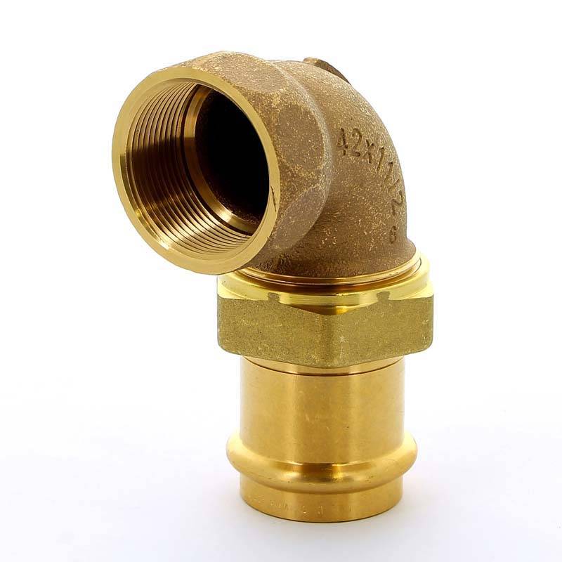 Угольник переходной Viega Sanpress 90° 42х1 1/2 пресс-В разъёмное соединение бронза 139872