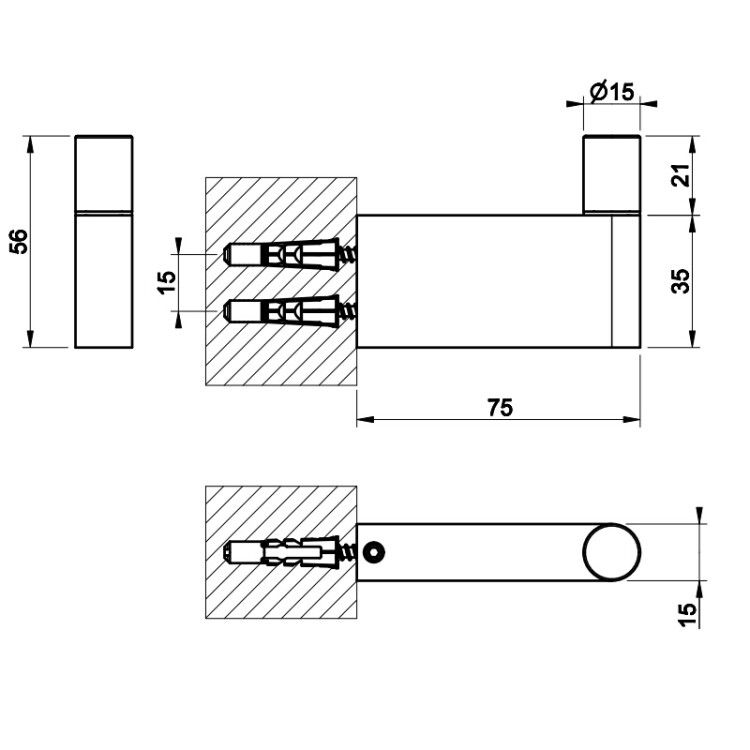Крючок Gessi Habito Cesello 15x75x56 мм Finox Brushed Nickel 70423149