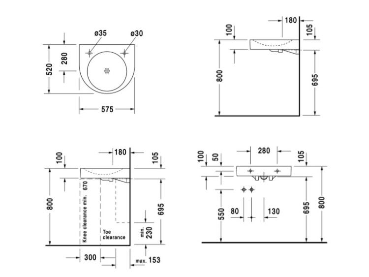 Раковина подвесная Duravit Architec 575x520 мм белая 0443580000