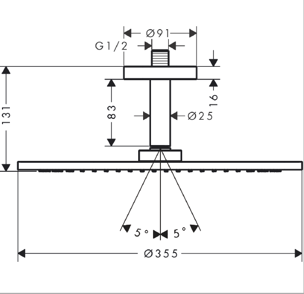 Верхний душ AXOR ShowerSolutions 350 1jet потолочный шлифованное красное золото 26035310
