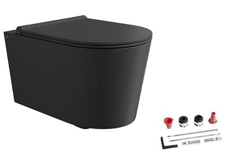 Унитаз подвесной безободковый Alice Form 350х500 мм Aliglaze с сиденьем черный матовый 22300108SET