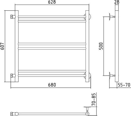 Полотенцесушитель водяной Стилье Версия-Б1 68x60,7 см без покрытия 00611-5060