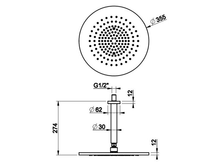 Верхний душ Gessi Shower316 Ø 355 мм потолочный Warm Bronze Brushed PVD 54152726