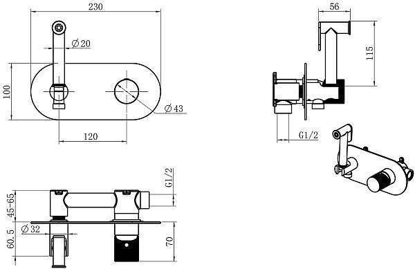 Гигиенический душ со смесителем Boheme Stick хром 127-CRCR