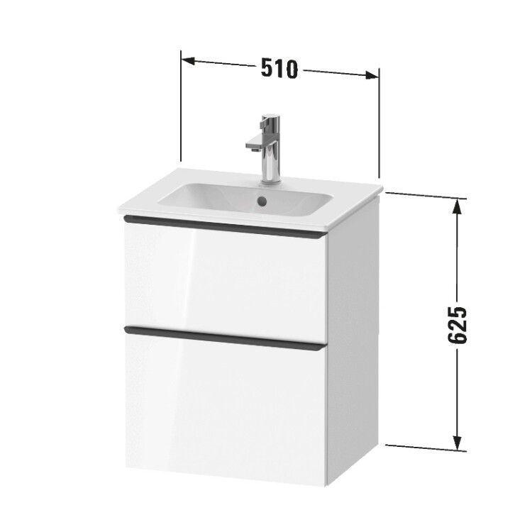 Тумба под раковину Duravit D-Neo 510x440x625 мм подвесная цвет белый DE4360010220000