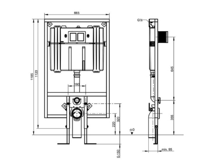 Инсталляция для унитаза Villeroy & Boch ViConnect 665x95x1185 мм 92247600