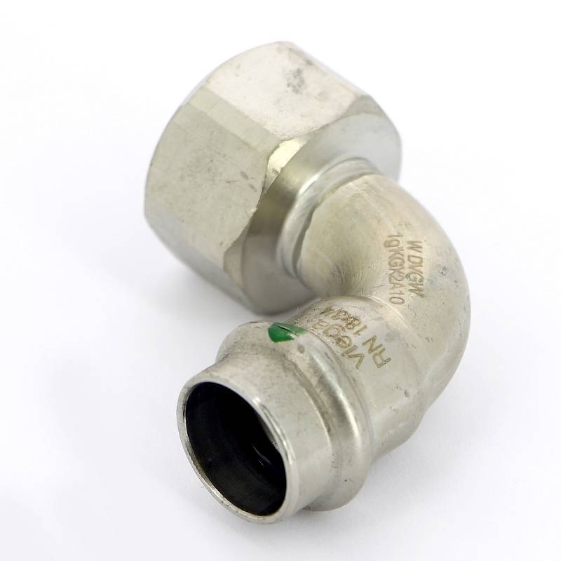 Угольник переходной Viega Sanpress Inox 90° 18х3/4 пресс-В нержавеющая сталь 437107