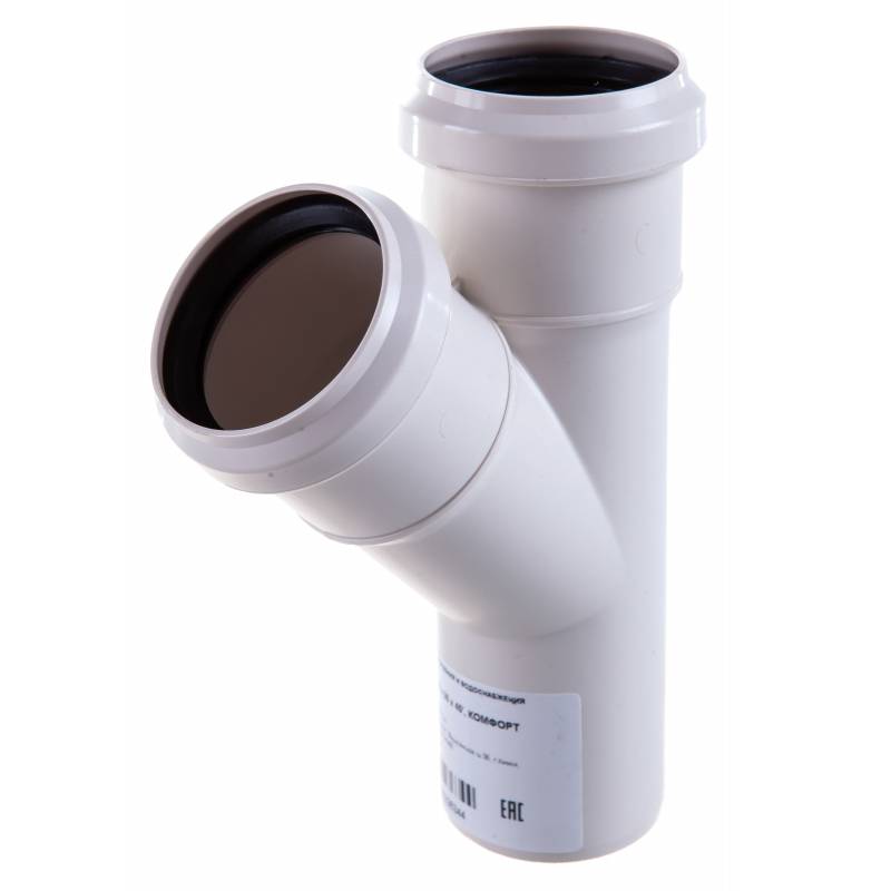 Тройник канализационный Sinikon Comfort 50x50 мм 45° 508013.K