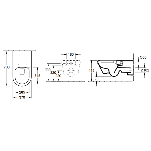 Унитаз подвесной Villeroy & Boch ViCare 370x700 мм безободковый DirectFlush альпийский белый 5649R001