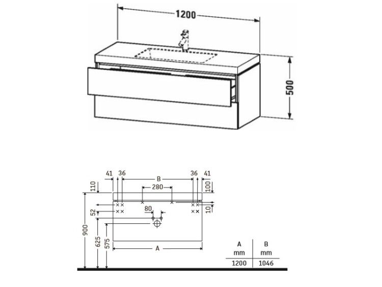 Тумба под раковину с раковиной Duravit L-Cube 1200x480x500 мм подвесная фланелево-серый шелковисто-матовый LC6929N9090