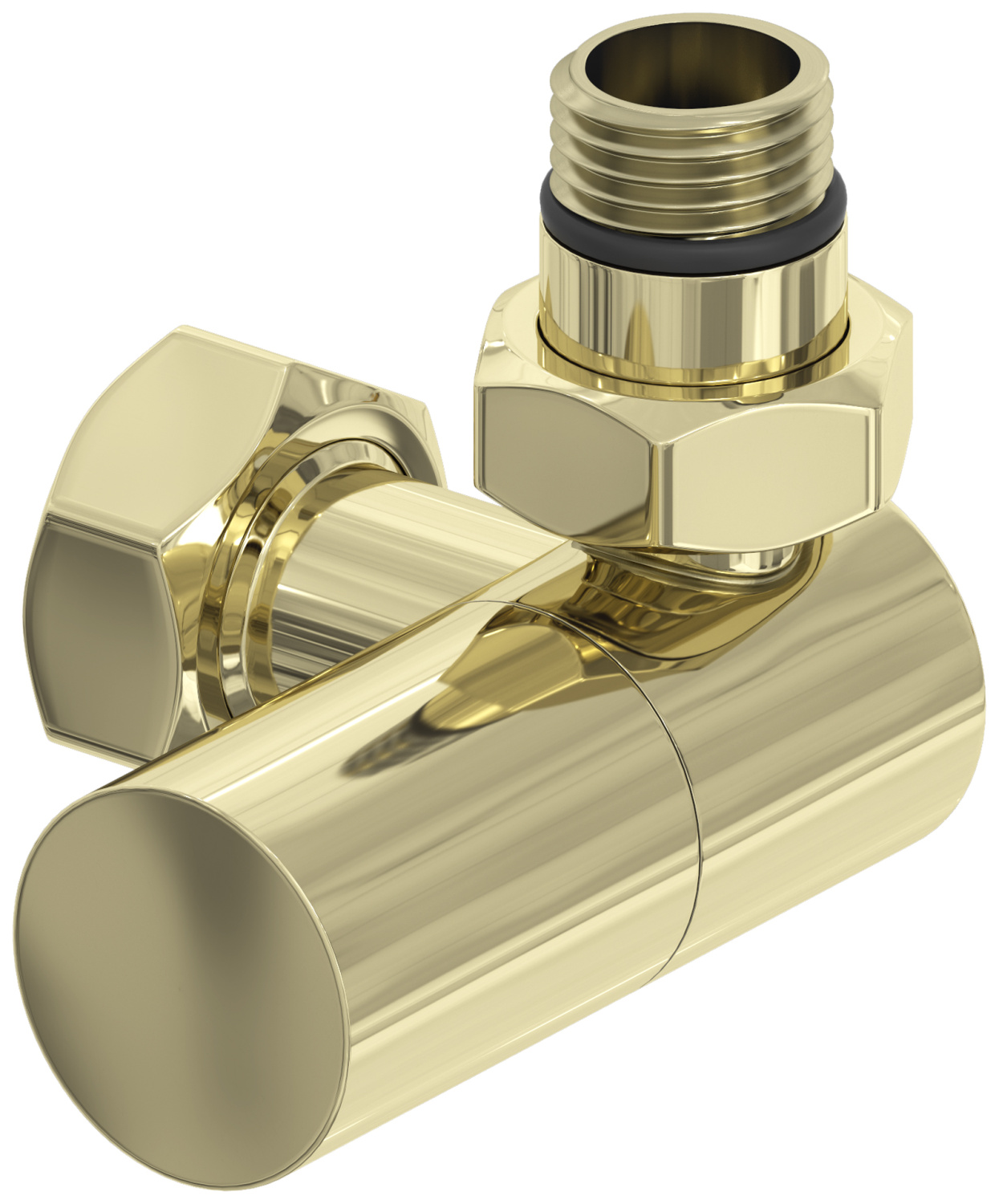 Вентиль регулировки температуры Сунержа 3D правый цилиндр НР G 1/2 - НГ G 3/4 шампань глянцевая 020-1403-1234