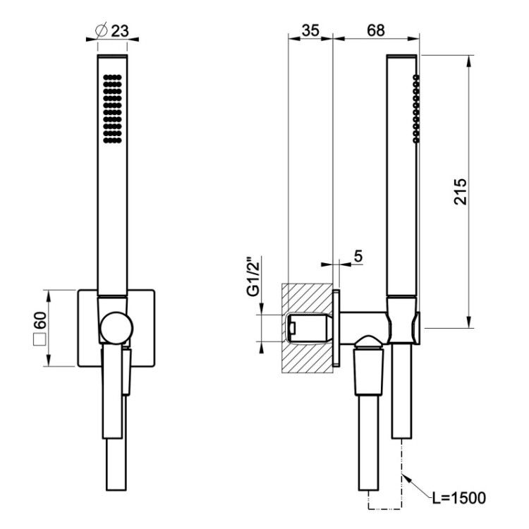 Душевой набор Gessi Inverso Rigato Brass Brushed PVD 73523-727