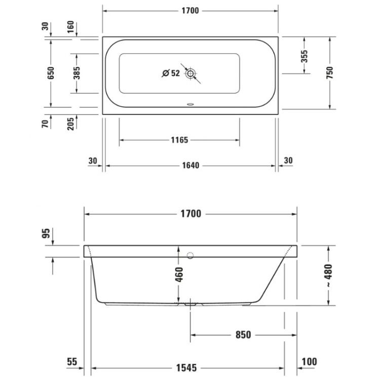 Ванна встраиваемая Duravit Happy D.2 1900x900x480 мм с двумя наклонами для спины белая 700315000000000
