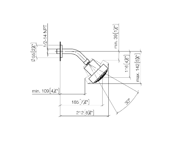 Верхний душ Dornbracht 92 мм настенный хром 28508979-00