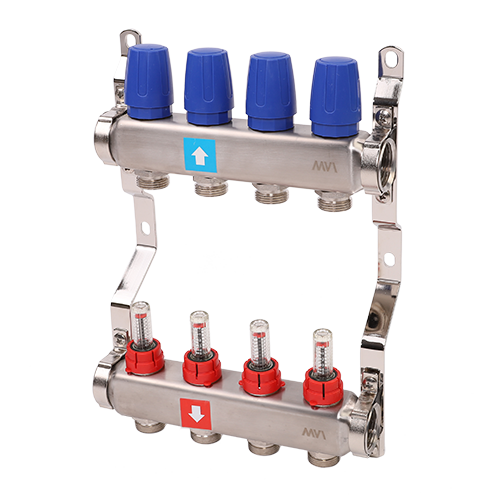 Коллекторная группа Hogert Premium 1 x 3/4 EK 4 выхода с расходомерами HOGMS50406