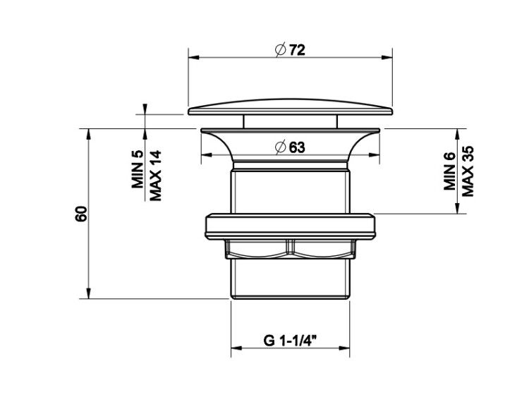 Донный клапан Gessi Technical Accessories 1 1/4 свободного слива без перелива Brushed Chrome 01376147