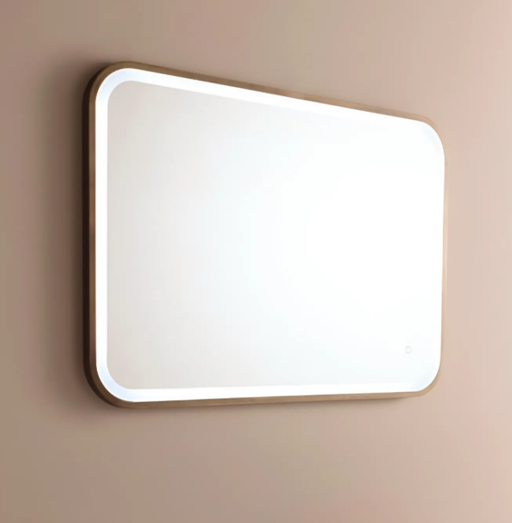 Зеркало прямоугольное Bertocci Design 1000x15x700 мм с подсветкой золото матовое 1468356505097469795