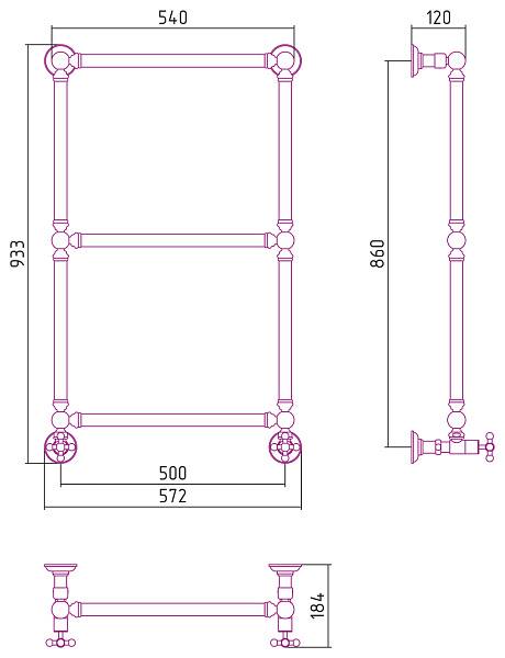 Полотенцесушитель водяной Сунержа Ренессанс 400x860 мм золото 03-0280-8650