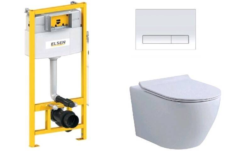 Комплект инсталляция с подвесным унитазом ELSEN E16 360x530x360 мм клавиша хром EIN5001120E16chrome817B2Set
