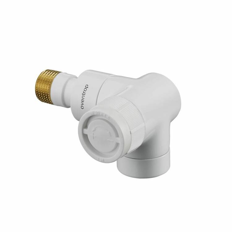 Вентиль термостатический Oventrop Series E угловой трехосевой DN 15 1/2 ВН правый белый 1163463