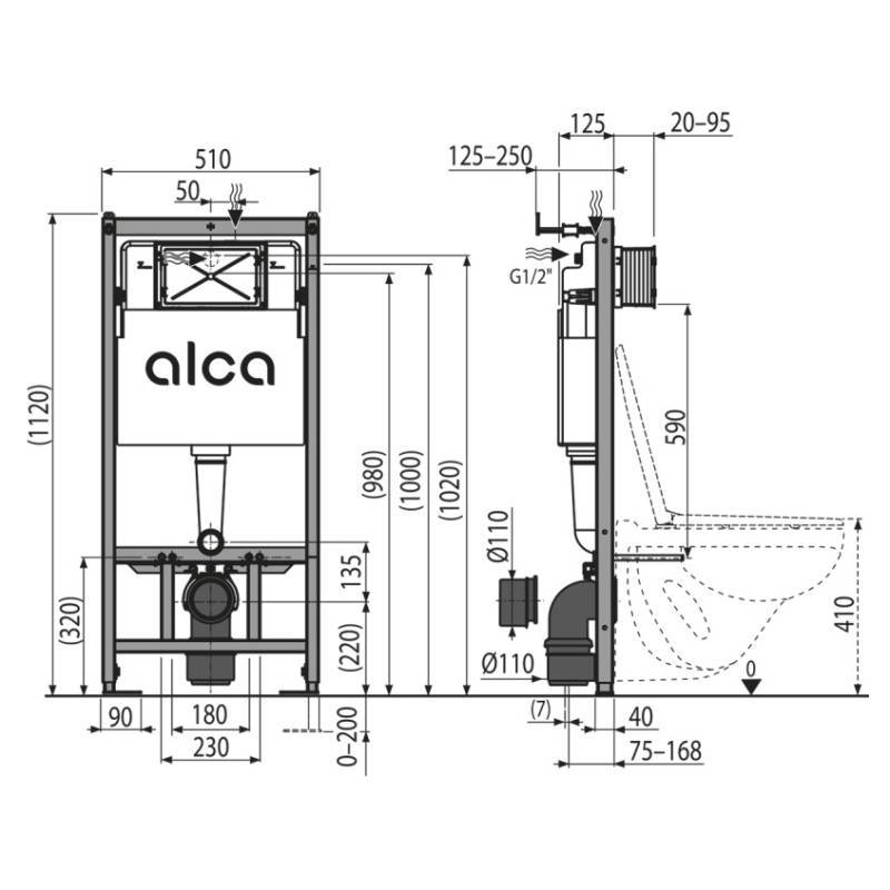 Инсталляция для унитаза Alcaplast AM101/1120 с кнопкой M70 белая и шумоизоляцией AM101/1120-4:1 RU M70-001