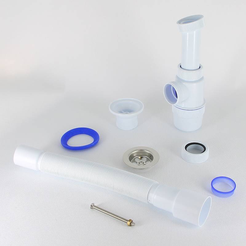 Сифон для мойки Wirquin Элит 1 1/2х40 мм с удлиненным выпуском и гофрой 40х40/50 мм 30986142