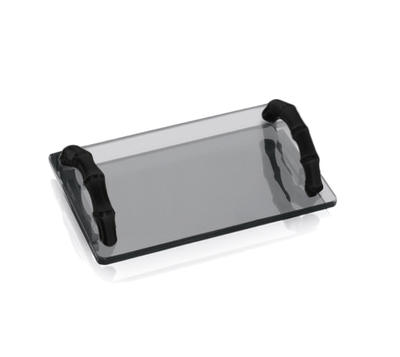 Поднос Bertocci Guccio 220х140х40 мм с бамбуковыми ручками серый/черный матовый 12649180800