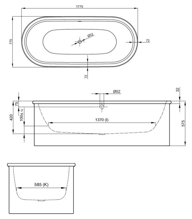 Ванна отдельностоящая Bette BetteSuno Oval 1775x775 мм Salvia 2740-307CFXXSR