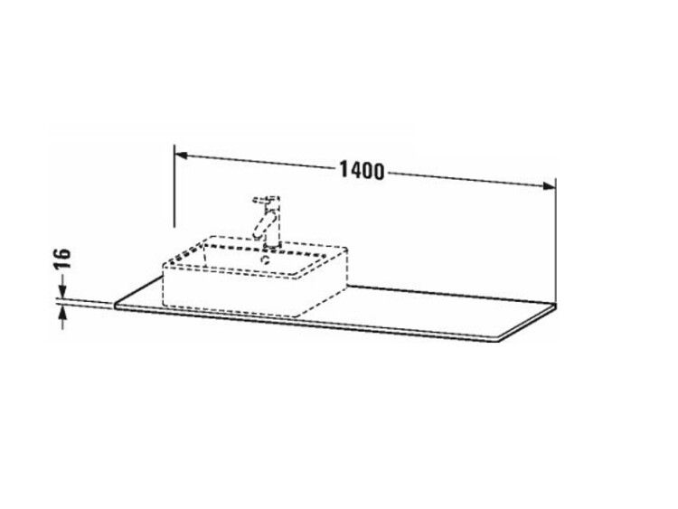 Столешница Duravit XSquare 1400x550x16 мм вырез слева черный глянцевый XS060GL4040