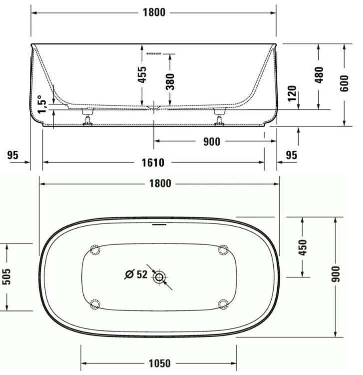 Гидромассажная ванна Duravit Zencha 1800x900 мм Air-System белый матовый 760463000AS0000.