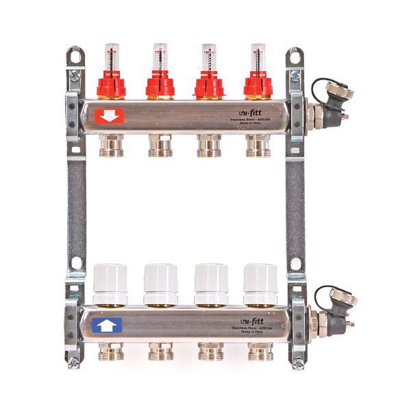 Коллекторная группа Uni-Fitt 450I 1 2 выхода 3/4 с расходомерами 450I4302.R
